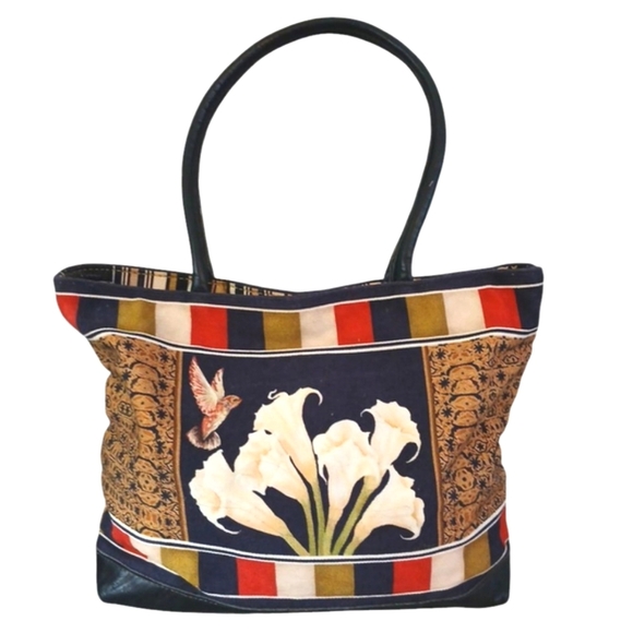Moo Roo Floral Fabric Tote Bag - Picture 1 of 8